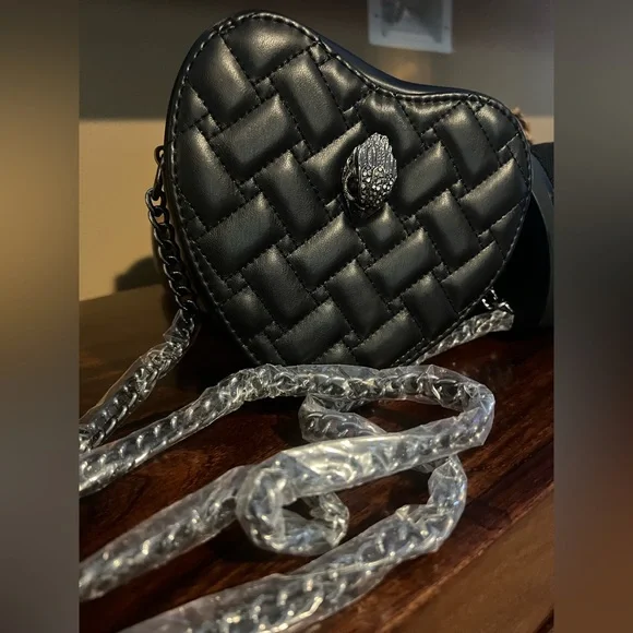 Kurt Geiger Black Quilted Heart Crossbody Bag BRAND NEW - Picture 2 of 12